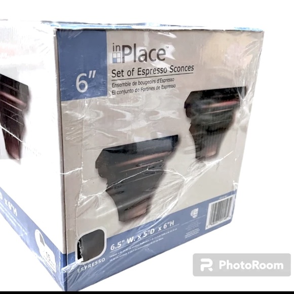 New Set of Two Espresso Wall Sconces - Picture 3 of 6